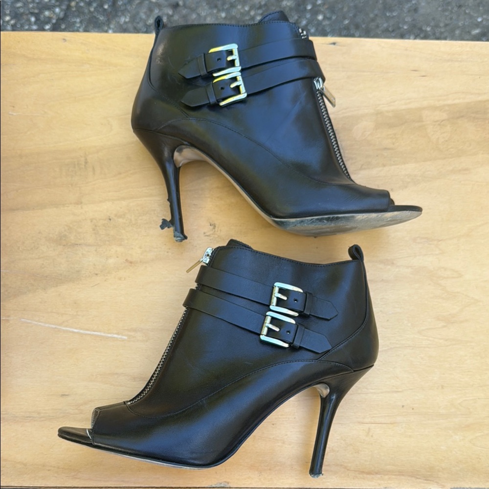 Michael Kors Black Heeled Ankle Boots with Buckles